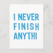Ik maak nooit iets af, woordkunst, tekstontwerp briefkaart (Voorkant)