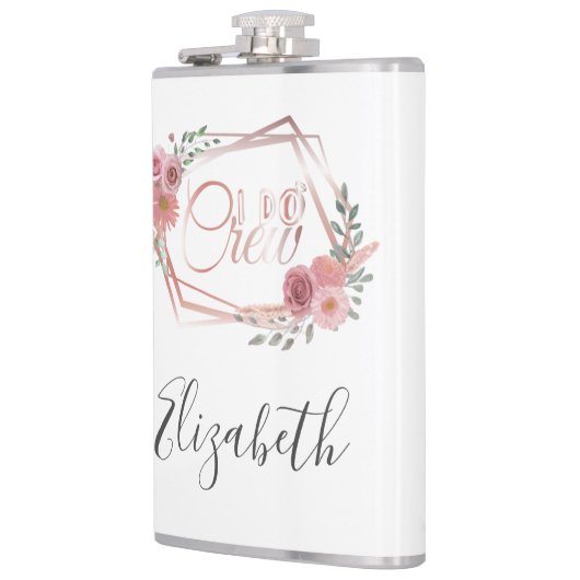 Ik maak roze bloemen bleekroze bloemen groen heupfles (Links)