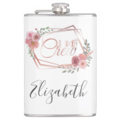 Ik maak roze bloemen bleekroze bloemen groen heupfles (Voorkant)