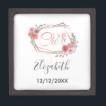 Ik maak roze bloemen bleekroze bloemen groen premium bewaar doosje<br><div class="desc">Pas deze cadeaudozen aan voor je bruidsfeestje. Ik maak gezegde met roze bloemen en Lijst.</div>