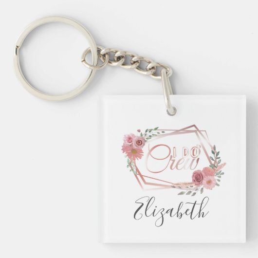 Ik maak roze bloemen bleekroze bloemen groen sleutelhanger (Voorkant)