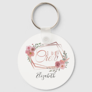 Ik maak roze bloemen bleekroze bloemen groen sleutelhanger
