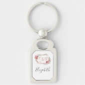 Ik maak roze bloemen bleekroze bloemen groen sleutelhanger (Voorkant)