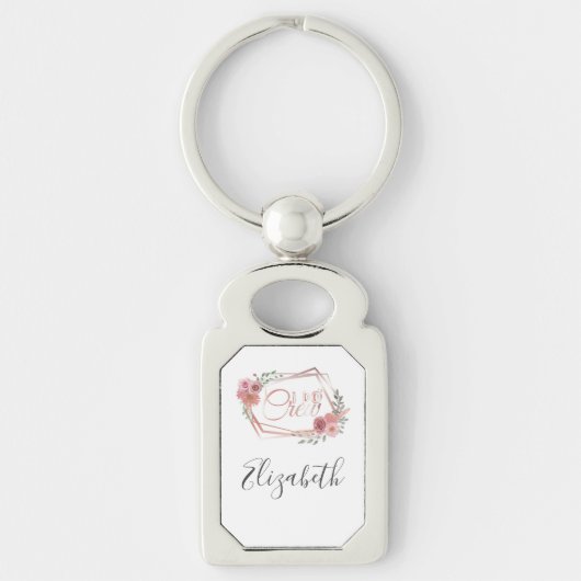 Ik maak roze bloemen bleekroze bloemen groen sleutelhanger (Voorkant)