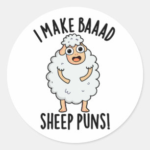 Ik maak slechte schapenpuns grappige dierenwoordsp ronde sticker