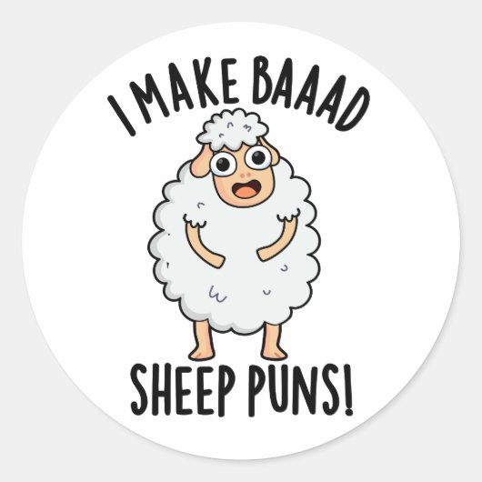 Ik maak slechte schapenpuns grappige dierenwoordsp ronde sticker (Voorkant)