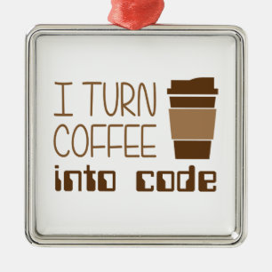 Ik maak van koffie een programmeercode metalen ornament