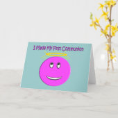 Ik maakte mijn eerste communiqué groots roze kaart (Gele Bloem)