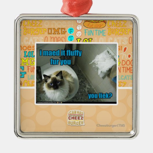 Ik maed het pluizig bont u metalen ornament (Voorkant)