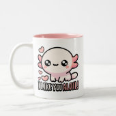 Ik mag je heel graag! Schattigee Axolotl Love Pun Tweekleurige Koffiemok (Links)