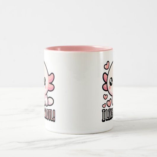 Ik mag je heel graag! Schattigee Axolotl Love Pun Tweekleurige Koffiemok (Center)