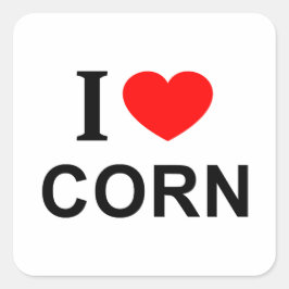 Ik ❤️ MAÏS Ik hou van MAÏS Ik HEB MAÏS hart VIERKA Vierkante Sticker