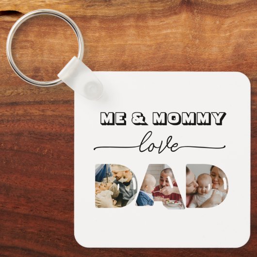 Ik & mama houden van papa 3 Foto's Collage Sleutelhanger (Voorkant)