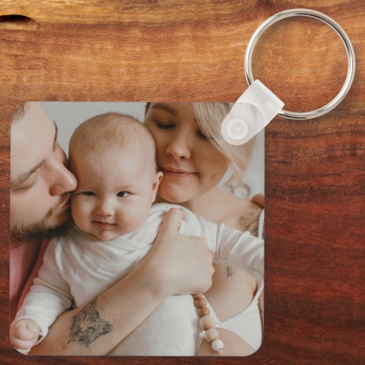 Ik & mama houden van papa 3 Foto's Collage Sleutelhanger (Achterkant)
