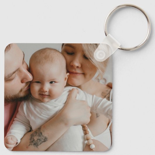 Ik & mama houden van papa 3 Foto's Collage Sleutelhanger (Achterkant)