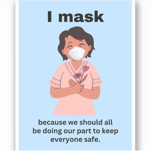 Ik maskeer omdat we allemaal... vinyl sticker moet (Voorkant)