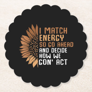 Ik Match Energie Empowerment Afro-Amerikaans Afro  Kartonnen Onderzetters