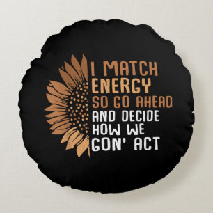 Ik Match Energie Empowerment Afro-Amerikaans Afro Rond Kussen