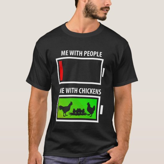 Ik met mensen vs. met kip Grappige kip liefde T-shirt (Voorkant)