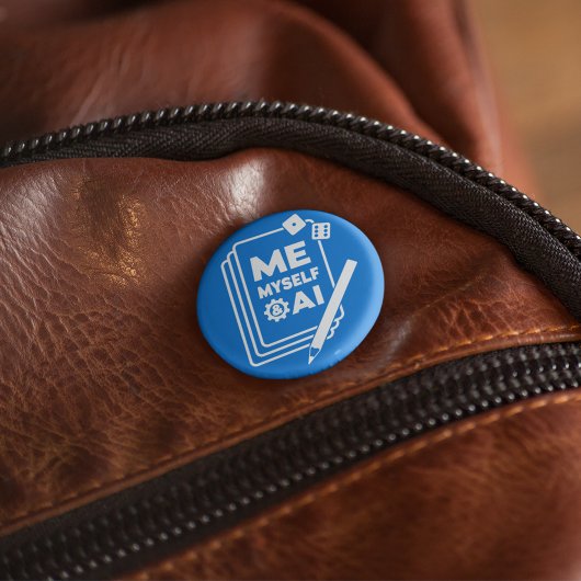 Ik, mezelf en AI, White Art Pin Ronde Button 5,7 Cm