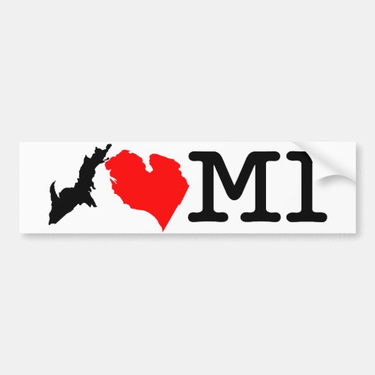 Ik ♥ MI (Ik hou van Michigan) bumpersticker (Voorkant)