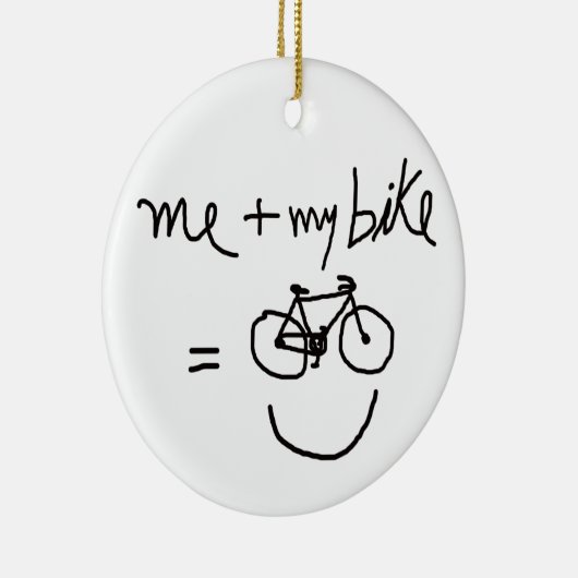 ik & mijn fiets = geluk keramisch ornament (Rechts)