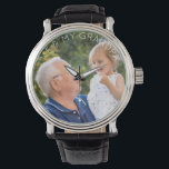 Ik & mijn opa aangepaste kind foto horloge<br><div class="desc">Mijn & mijn opa. Aangepaste foto. Aangepaste witte tekst.</div>