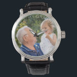 Ik & mijn opa aangepaste kind foto horloge<br><div class="desc">Mijn & mijn opa. Aangepaste foto. Aangepaste witte tekst.</div>