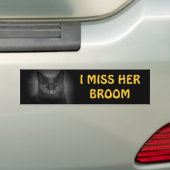 Ik mis haar bezem - Black Cat Bumpersticker (Op auto)