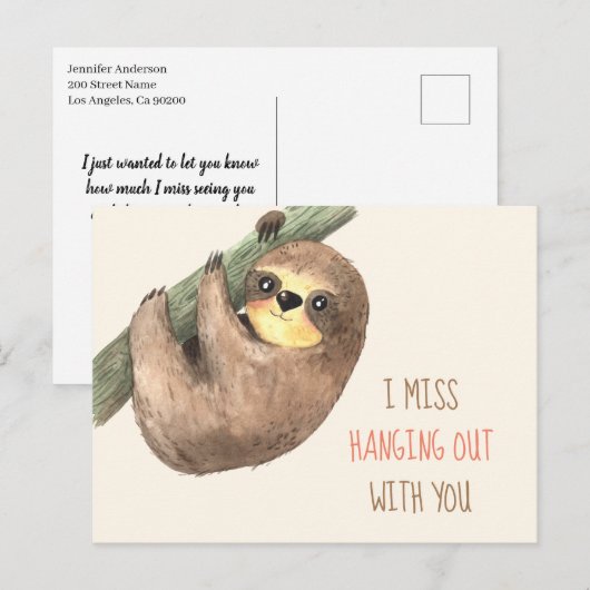 Ik mis het om met je rond te hangen briefkaart (Voorkant / Achterkant)