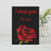 Ik mis je als een gekke romantische roos bedankkaart (Staand voorkant)