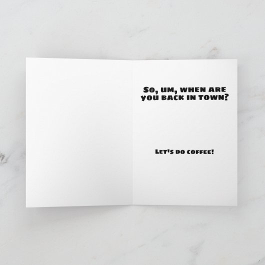 Ik mis je bericht met handgetekende dampende mok bedankkaart (Binnen)