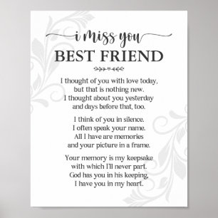 Ik mis je beste vriendschapsgedicht Poster