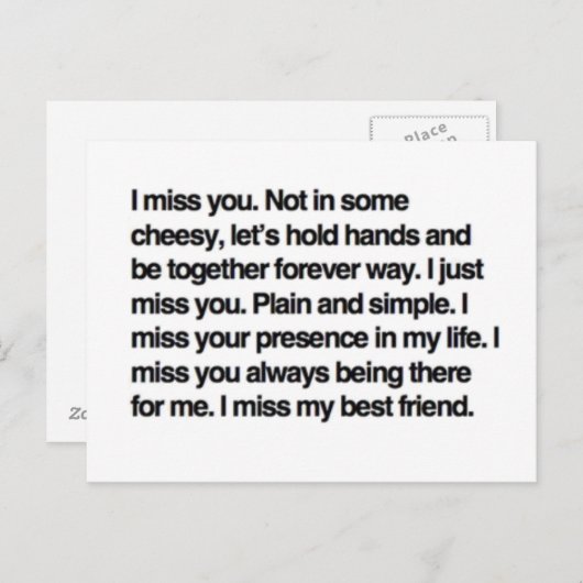 Ik mis je briefkaart (Voorkant / Achterkant)