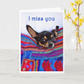 Ik mis je, Chihuahua hond, humor, Kaart (Gele Bloem)