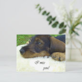 Ik mis je, Cute Dachshund Briefkaart (Staand voorkant)