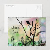 Ik mis je, de eenzame kraai briefkaart (Voorkant / Achterkant)