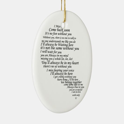 Ik mis je - de helft van het hart keramisch ornament (Rechts)