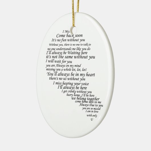 Ik mis je - de helft van het hart keramisch ornament (Links)