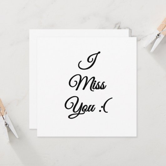 Ik mis je droevige emoji kaart (Voorkant / Achterkant in situ)