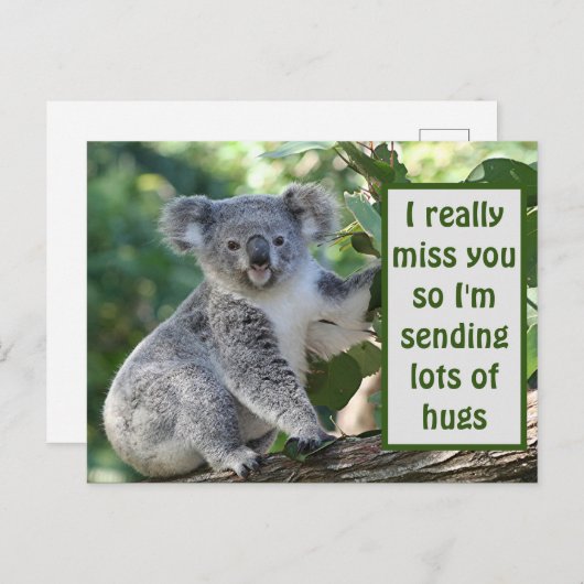 Ik mis je echt, dus ik stuur veel knuffels. briefkaart (Voorkant / Achterkant)