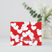 'Ik mis je' Editable Text, Red, White Hearts Love Briefkaart (Staand voorkant)