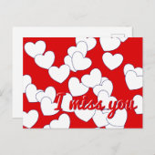 'Ik mis je' Editable Text, Red, White Hearts Love Briefkaart (Voorkant / Achterkant)