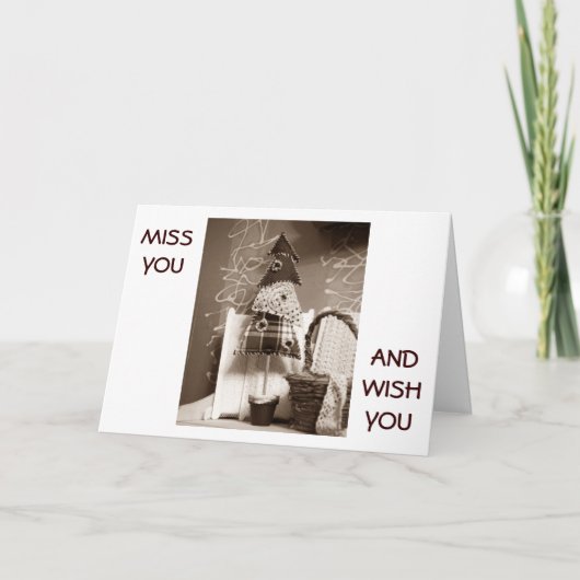 IK MIS JE EN WENS JE EEN HEEL VROLIJK KERSTFEEST FEESTDAGEN KAART (Voorkant)