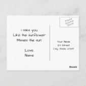 Ik mis je Foto Yellow Sunflower Bud aangepaste tek Briefkaart (Achterkant)