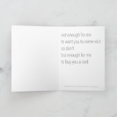 Ik mis je Funny or Die Wenskaart Feestdagen Kaart (Binnen)