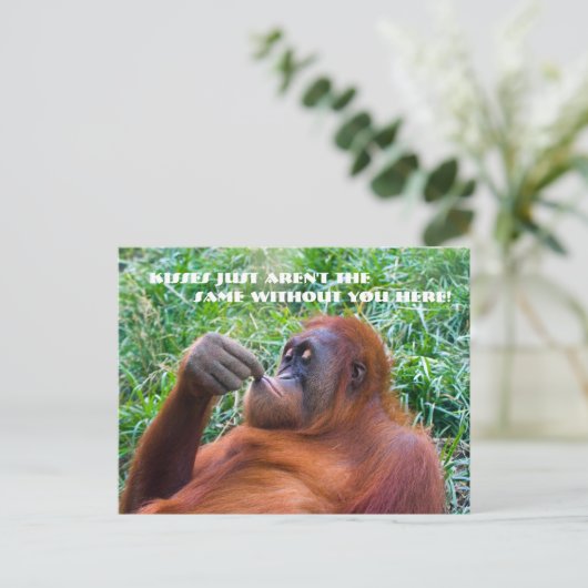 Ik mis je Funny Orangutan Briefkaart (Staand voorkant)