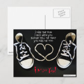 Ik mis je gedicht met een hart en een oud Sneakers Briefkaart (Voorkant / Achterkant)
