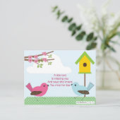 Ik mis je gedicht van een meisje: Vogel en vogels Briefkaart (Staand voorkant)