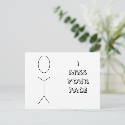 Ik mis je gezicht Briefkaart (Staand voorkant)